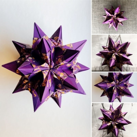 Origami, Kusudama, Aliyah Star, Maria Sinayskaya, Purple, Floral