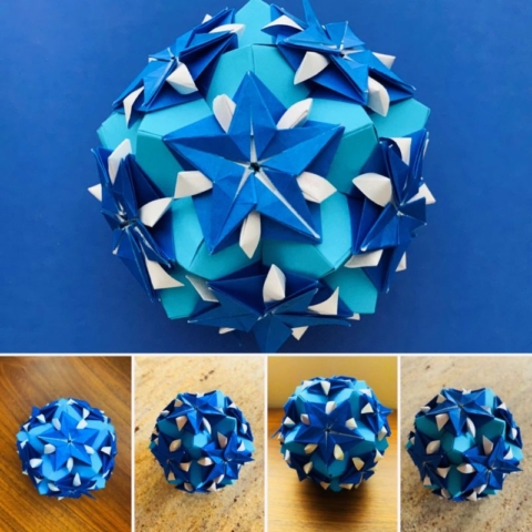 Origami, Kusudama, Hoya, Natasia Romanenko, Blue, White