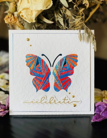 Iris Folding, Butterfly, Square Card, Celebrate