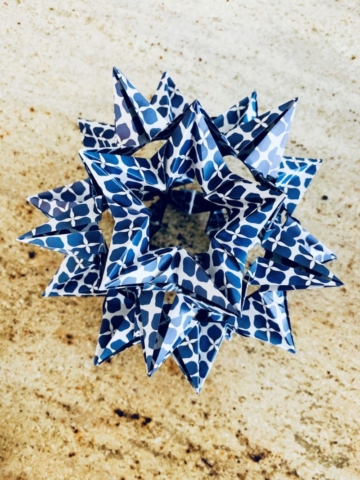 Origami, Kusudama, Star Holes, Francesco Mancini, Blue, White