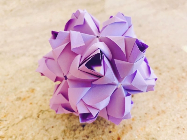 Origami, Kusudama, Little Roses, Maria Sinayskaya, Lilac