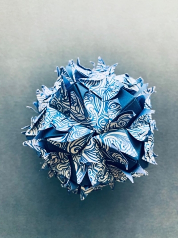 Origami, Kusudama, Blue, White