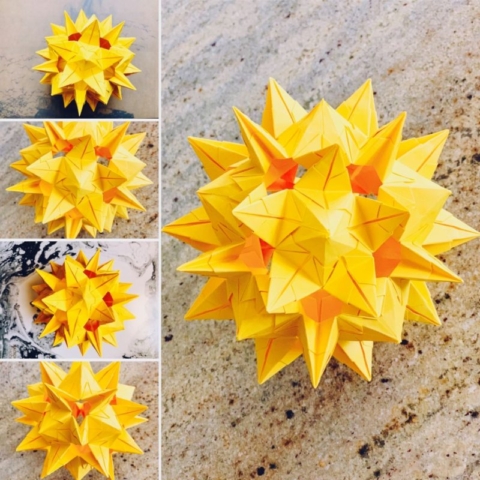 Origami, Kusudama, Sun Drop, Uliana Nadorozhna, Yellow