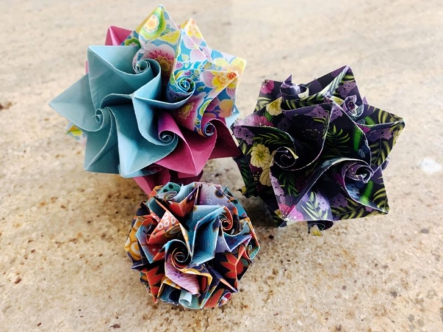 Origami, Kusudama, Twirl, Krystyna Burczyk, multi color