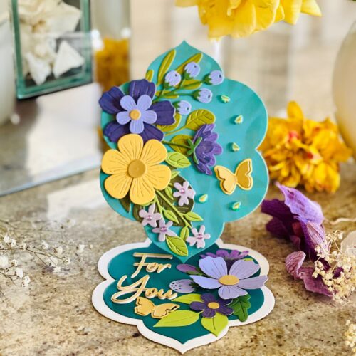 Floral Reflection Easel Shape Card