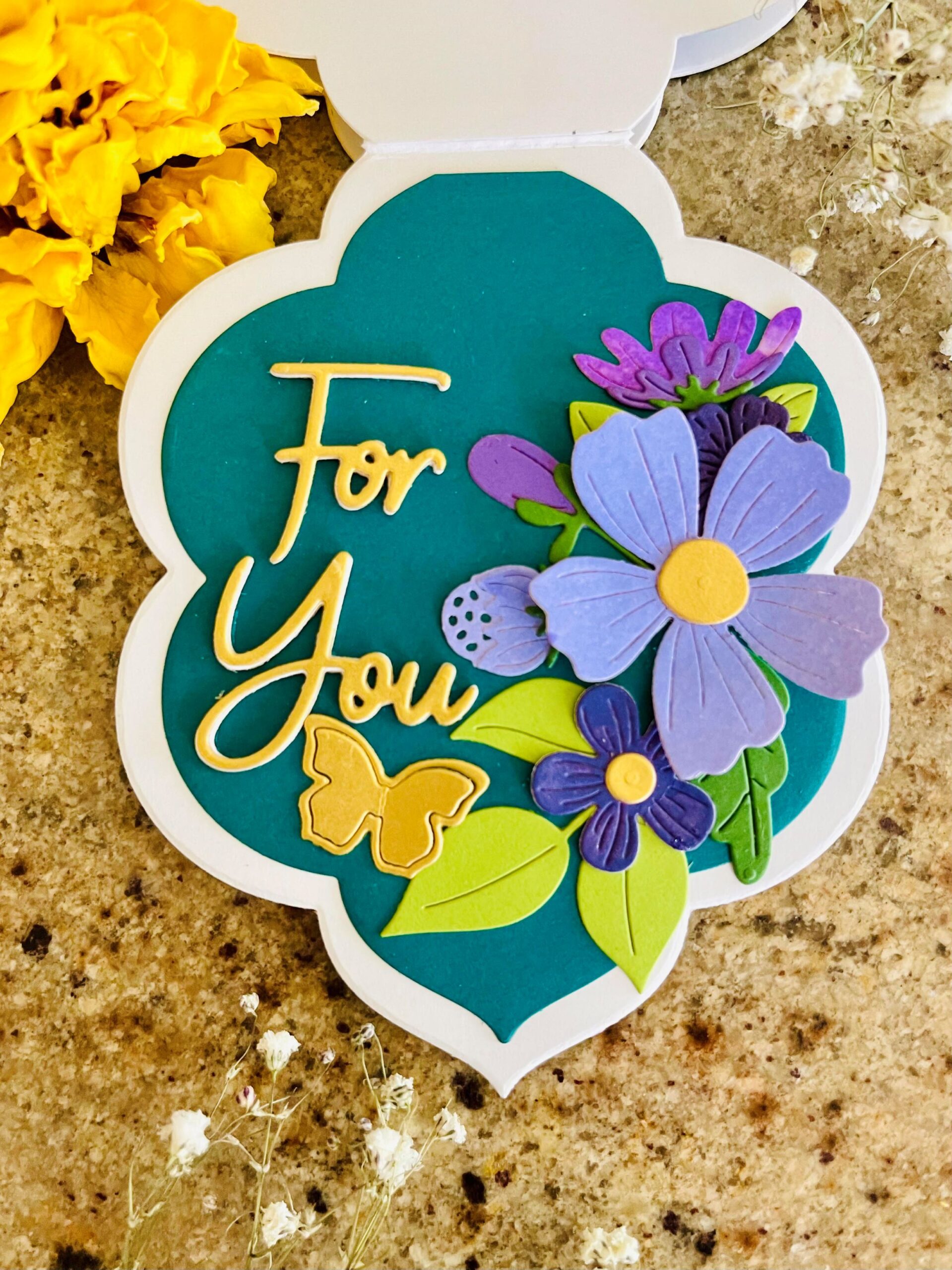 Floral Reflection Easel Shape Card