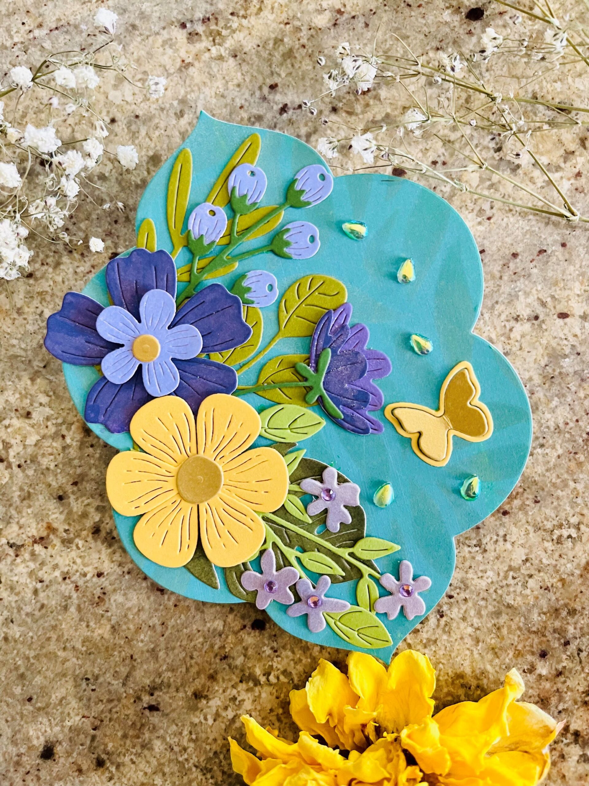 Floral Reflection Easel Shape Card