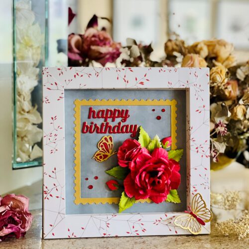 Framed Floribunda Rose Birthday Card